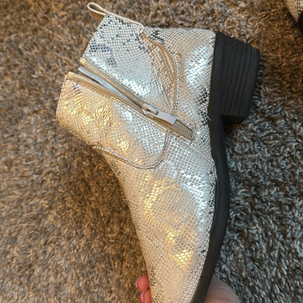 Ashley Blue Faux Snakeskin Ankle Booties - Picture 9 of 9